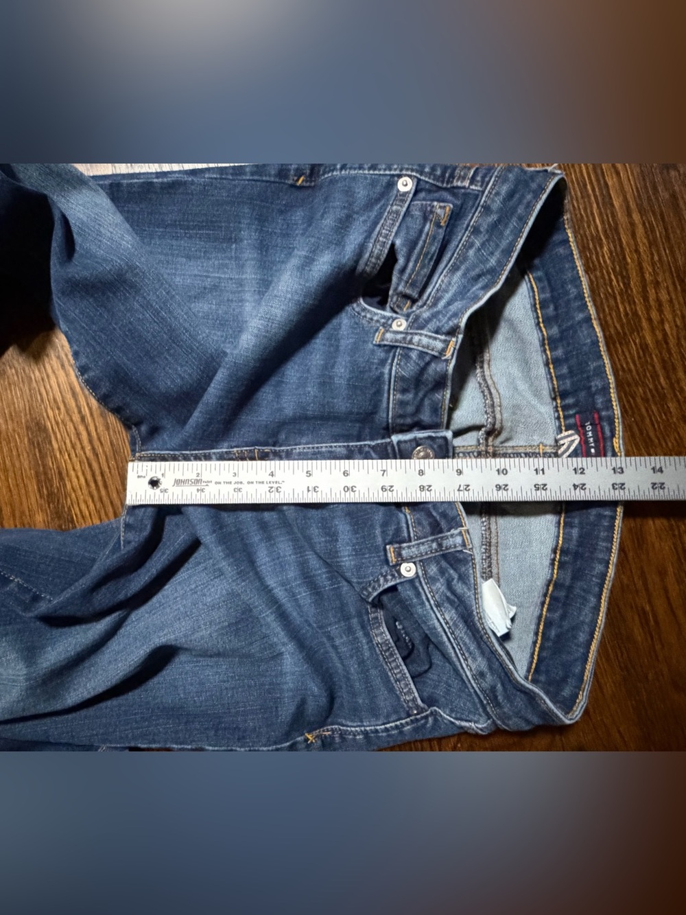 Tommy Hilfiger Distressed Y2K Straight Leg Blue Denim Jeans Womenβs Size 8R - Picture 8 of 11